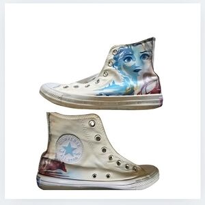 Converse Disney Frozen Sneakers White Women's Size 8 HiTop Shoes 167357C